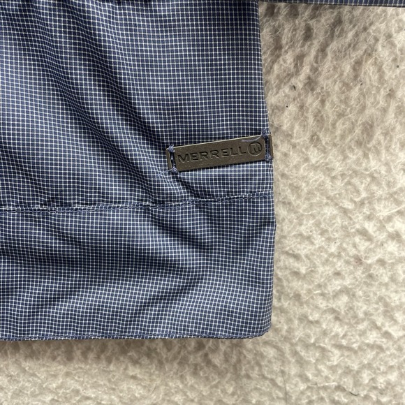 Merrell Rain Jacket, Womens XL, Blue Check, Lightweight, Hidden Hood - Picture 2 of 16